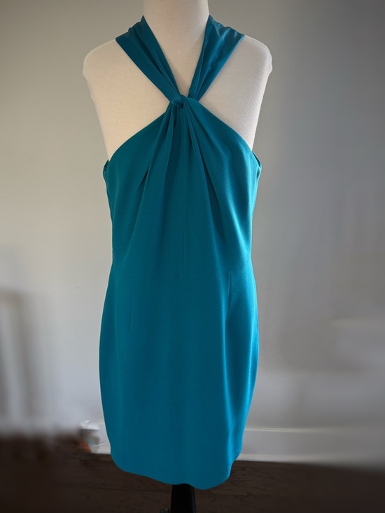 Elie Tahari Dresses & Skirts - Elie Tahari Teal Twist-Halter Sheath Dress